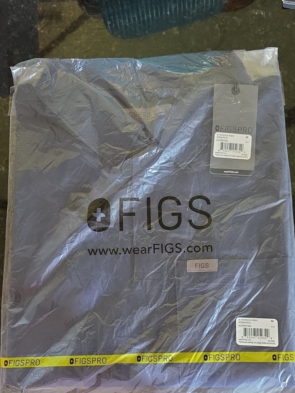 Men's Navy Polo-Style Scrub Top